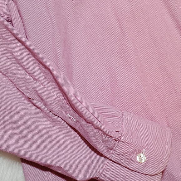 J. Crew white and red stripped button down L - Picture 2 of 8